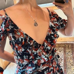 Rose printed wrap dress